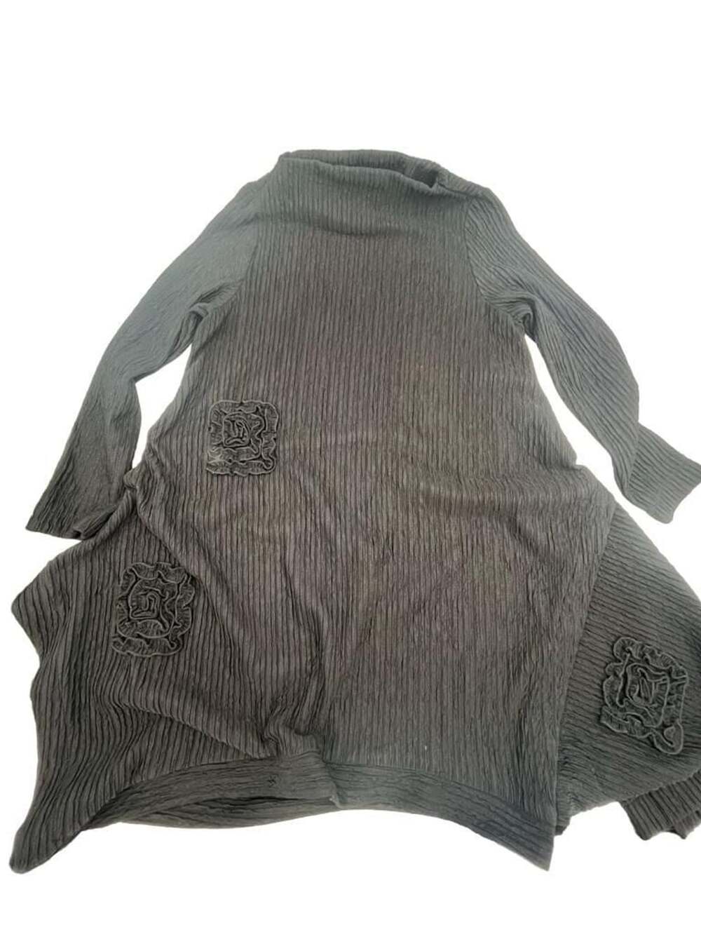 IC by Connek Pleated 3D floral Lagenlook Black avant garde top or dress Size S